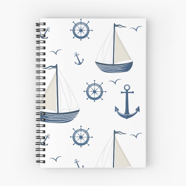 Item preview, Nautical Sailboat Pattern with Anchors and Ship Wheels designed and sold by YourHue.