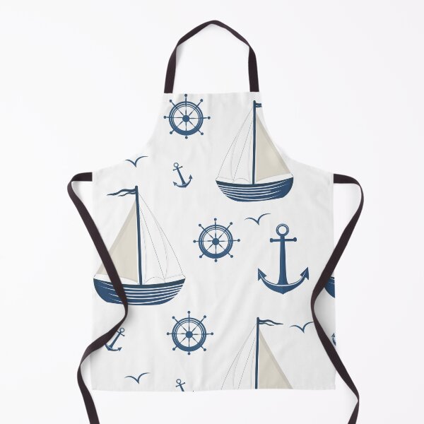 Item preview, Nautical Sailboat Pattern with Anchors and Ship Wheels designed and sold by YourHue.