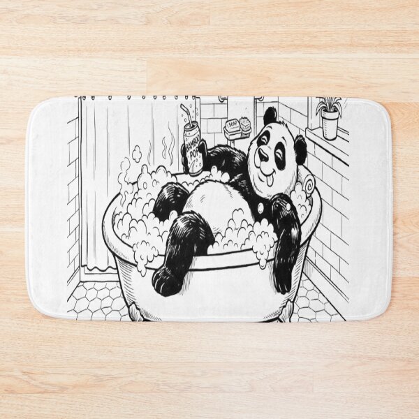 Item preview, Relaxing Panda in Bathtub – Cute Cartoon Shower Curtain designed and sold by GraffiCity.