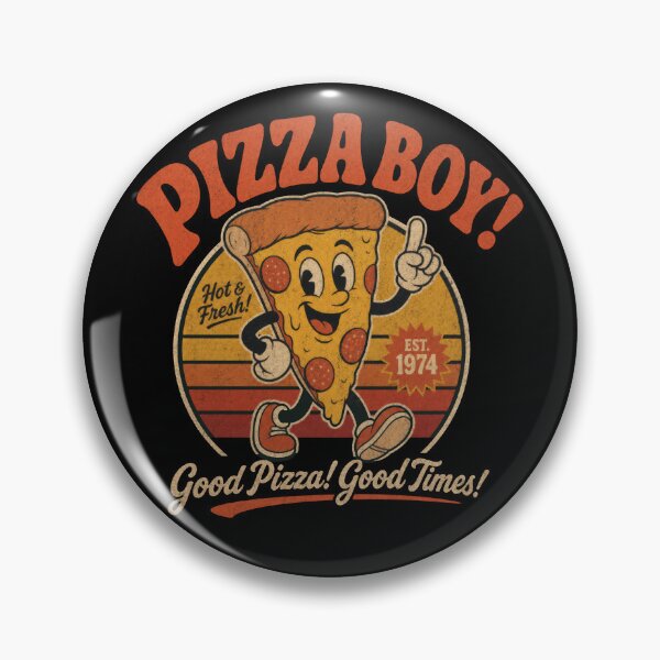 Item preview, Pizza Boy Funny Italian Food Pizza Slice Delivery Boy Cartoon Mascot vintage ad designed and sold by LD ART.