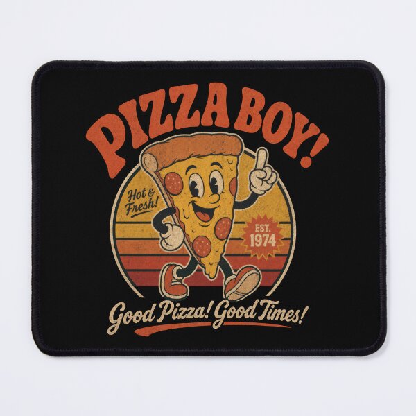 Item preview, Pizza Boy Funny Italian Food Pizza Slice Delivery Boy Cartoon Mascot vintage ad designed and sold by LD ART.