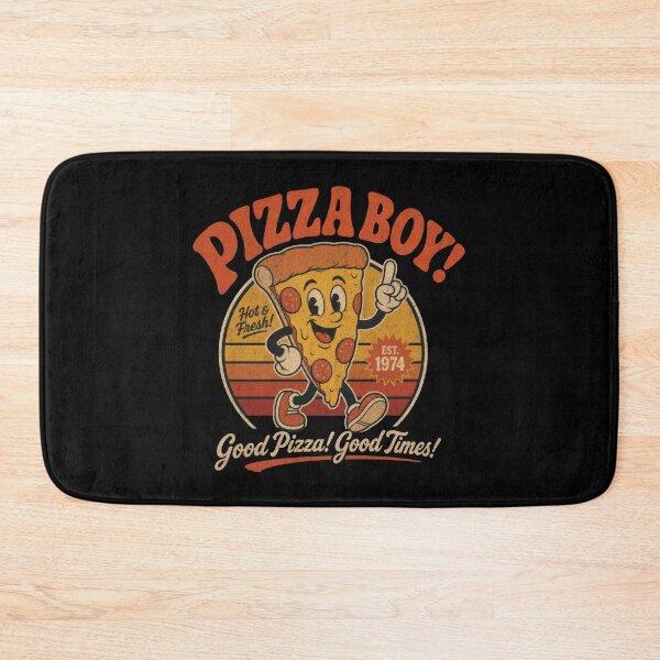 Item preview, Pizza Boy Funny Italian Food Pizza Slice Delivery Boy Cartoon Mascot vintage ad designed and sold by LD ART.