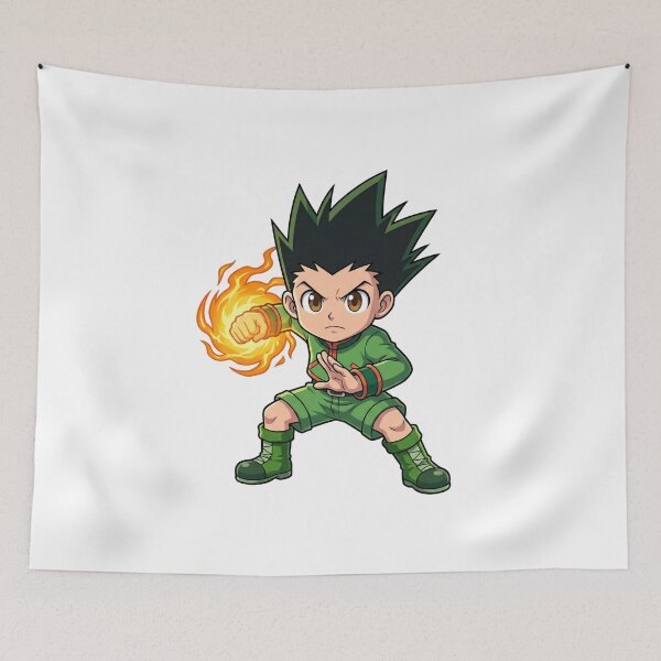 Item preview, Chibi Anime Fighter Orange Flame Fist - Green Combat Uniform designed and sold by lamiarte.