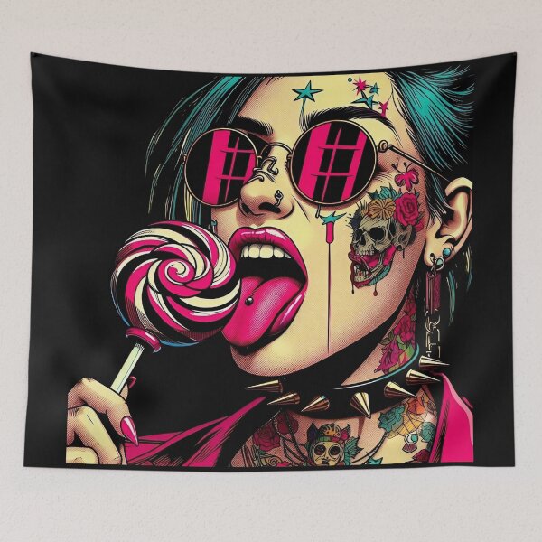 Item preview, Neon Skull Rebel With Lollipop designed and sold by Voodoo Store Paranormal Collections.