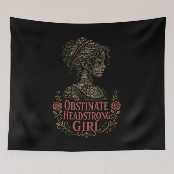 Item preview, Obstinate Headstrong Girl Pride and Prejudice Typography Portrait designed and sold by Fenay Designs.