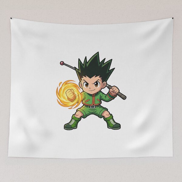 Item preview, Chibi Anime Fighter Orange Flame Fist - Green Combat Uniform designed and sold by lamiarte.
