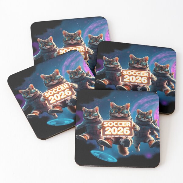 Item preview, Soccer 2026 Space Astronaut Cats Funny Football Fans Art designed and sold by hoodiehood.