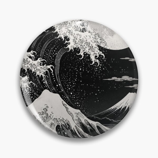 Item preview, Moonlit Japanese Wave – Minimal Black & White Ocean Art designed and sold by Nileshgupta12.