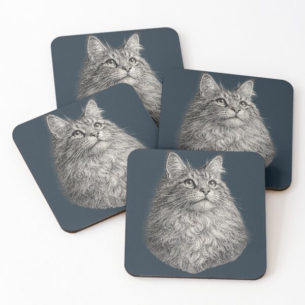 Item preview, Engraved illustration of a Maine Coon cat portrait designed and sold by Inspired Arts.