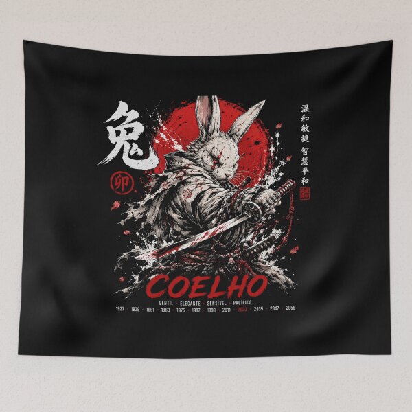 Item preview, Chinese Zodiac Rabbit Samurai Warrior | Japanese Ink Streetwear designed and sold by kzadoxico.