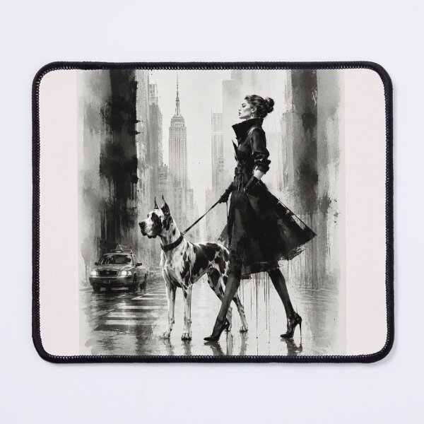 Item preview, Elegant Lady & Great Dane – Luxury Fashion Watercolor Art designed and sold by NewtBoo.
