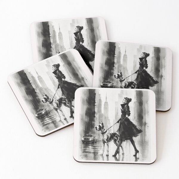 Item preview, Elegant Lady & Great Dane – Luxury Fashion Watercolor Art designed and sold by NewtBoo.