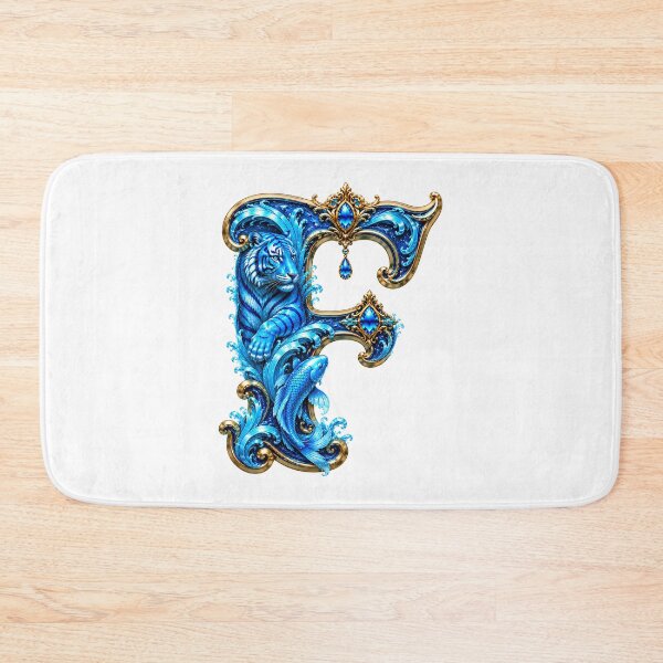 Item preview, Aqua Zodiac Guardian White Tiger-Pisces Letter F designed and sold by BlissBlvdShop.