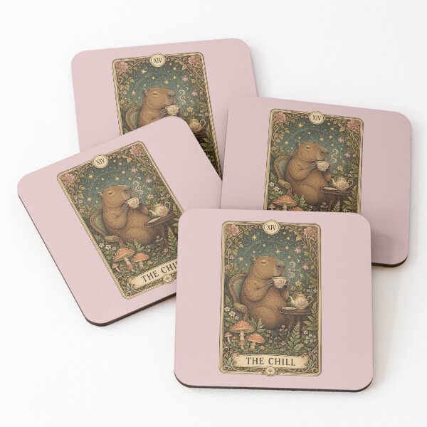 Item preview, Capybara Tarot Card XIV - The Chill (Temperance) Cozy Tea Art designed and sold by Neuro Muse Studio.