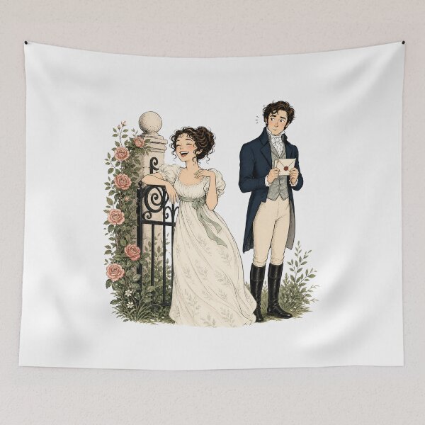 Item preview, Pride and Prejudice Mr Darcy and Elizabeth Bennet Anime Art designed and sold by Fenay Designs.