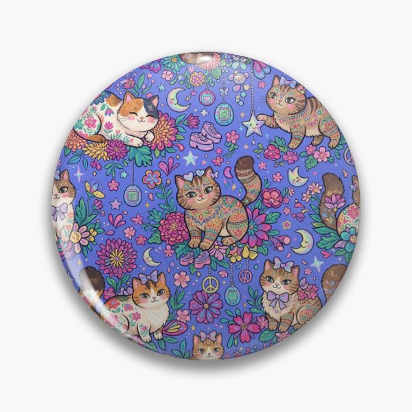 Item preview, Whimsical Cute Cats Floral Seamless Pattern designed and sold by Iampoji.