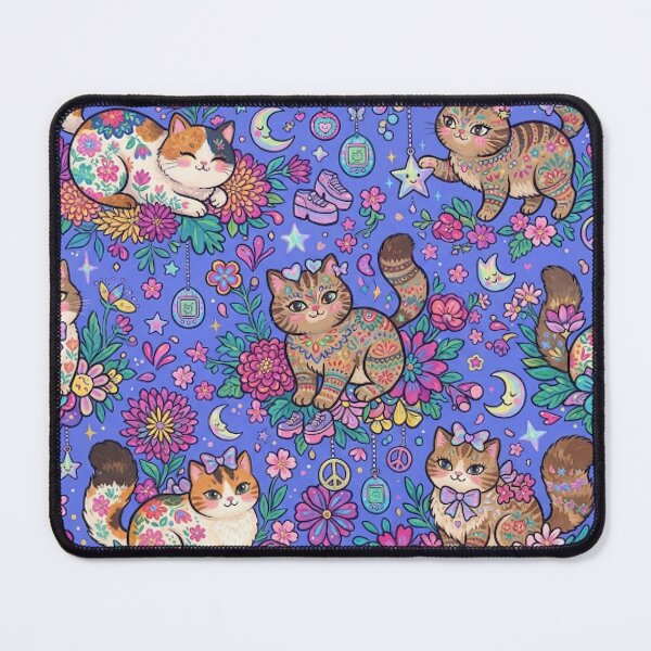 Item preview, Whimsical Cute Cats Floral Seamless Pattern designed and sold by Iampoji.