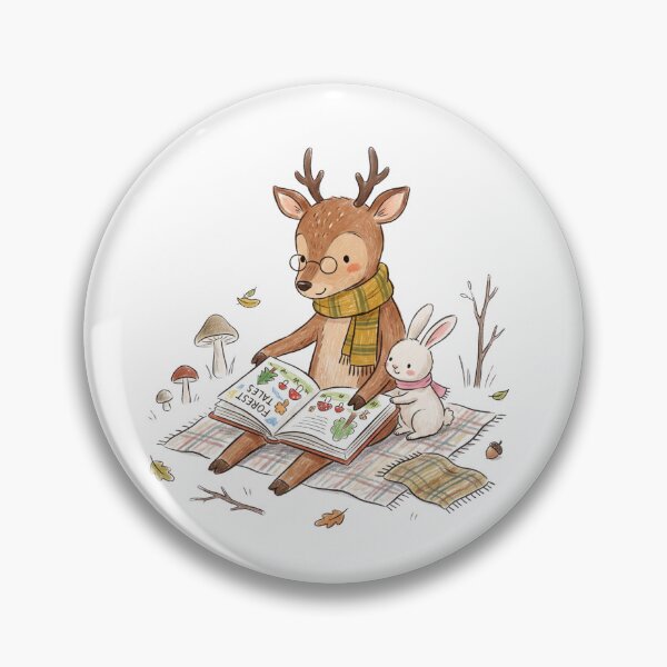 Item preview, Cute Deer and Bunny Reading Forest Tales Book designed and sold by TaiwanMemory.