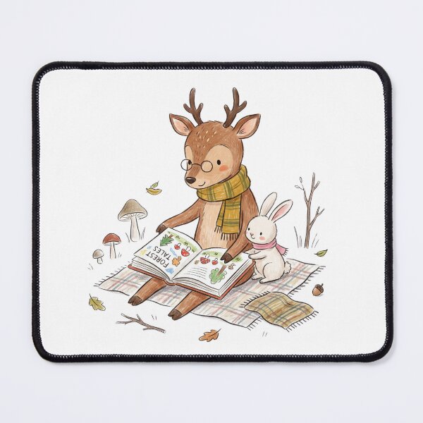 Item preview, Cute Deer and Bunny Reading Forest Tales Book designed and sold by TaiwanMemory.