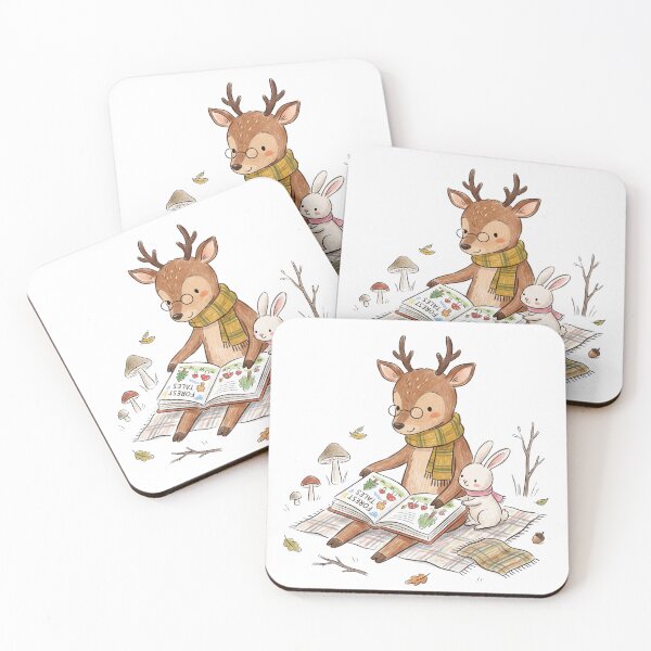 Item preview, Cute Deer and Bunny Reading Forest Tales Book designed and sold by TaiwanMemory.