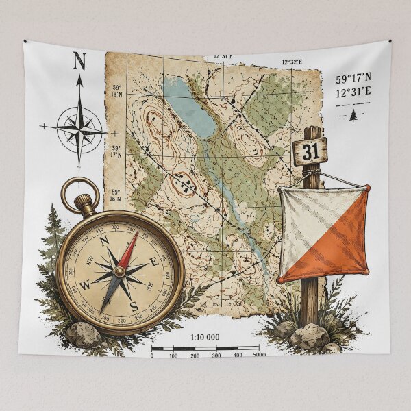 Item preview, T-Shirt - Sticker - Find Your Way Orienteering Map Art designed and sold by ForeverPrintsOK.