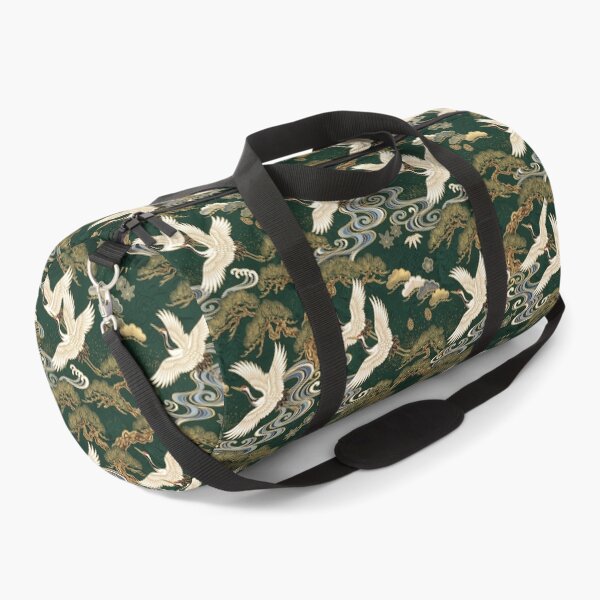 Item preview, Traditional Japanese Crane & Pine Tree Pattern - Emerald Green & Gold designed and sold by ArtfulAlchemy1.