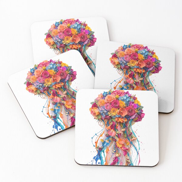 Item preview, Colorful Melting Jelly Fish Bouquet Floral Splash Art designed and sold by Aureva Arts Shop.