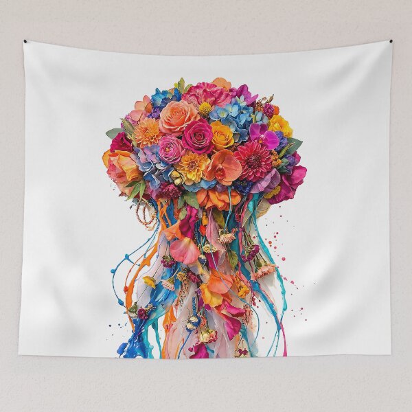 Item preview, Colorful Melting Jelly Fish Bouquet Floral Splash Art designed and sold by Aureva Arts Shop.