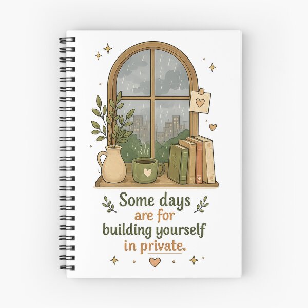 Item preview, Some Days Are For Building Yourself In Private | Personal Growth Quote | Cozy Rainy Day Illustration designed and sold by LittleJoyStudio.Art.