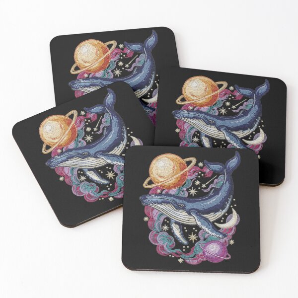 Item preview, Cosmic Embroidered Whale with Saturn – Celestial Space Ocean Wildlife Art designed and sold by PatsiRose.