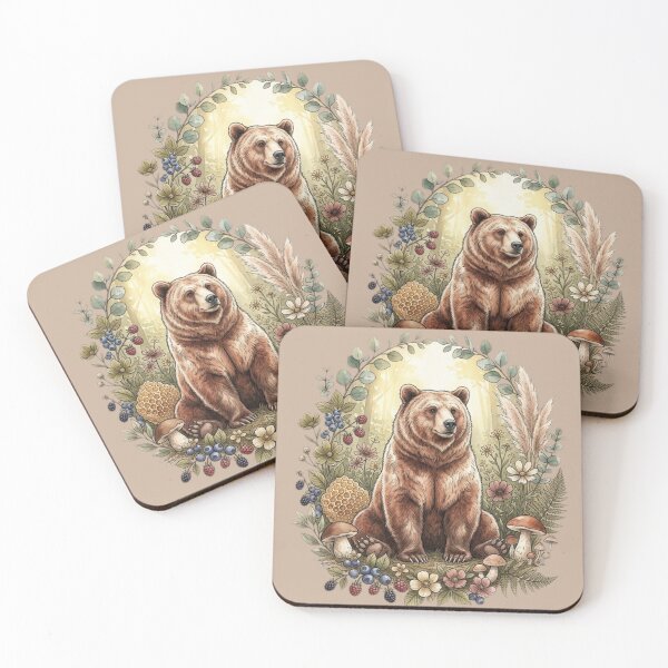 Item preview, Boho Brown Bear with Wild Berries designed and sold by lstaford.