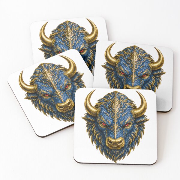 Item preview, Royal Blue & Gold Wild Bison Heads SVG Bundle designed and sold by Mnrrstudio.