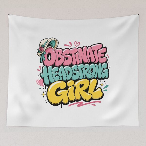 Item preview, Obstinate Headstrong Girl Pride and Prejudice Bubble Letter Art designed and sold by Fenay Designs.