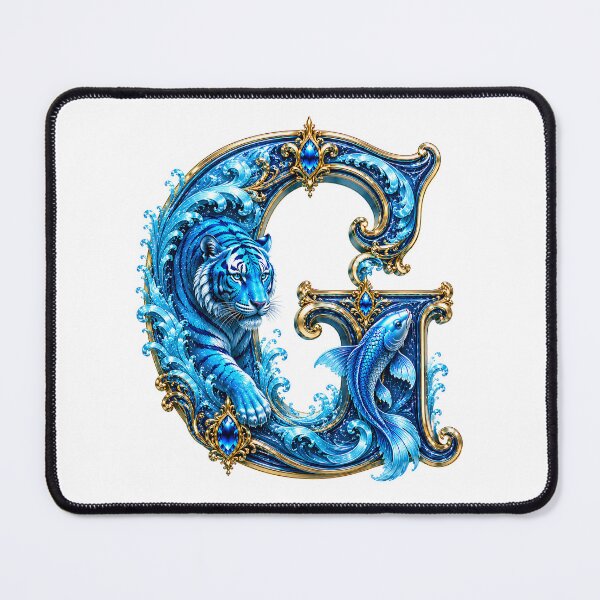 Item preview, Aqua Zodiac Guardian White Tiger-Pisces Letter G designed and sold by BlissBlvdShop.
