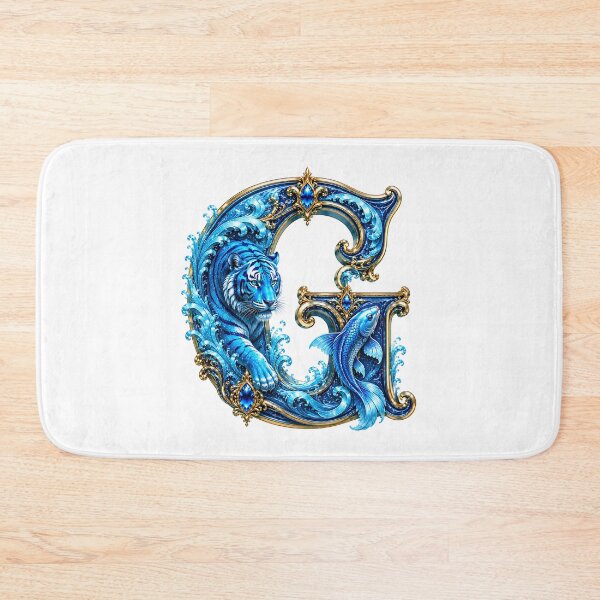 Item preview, Aqua Zodiac Guardian White Tiger-Pisces Letter G designed and sold by BlissBlvdShop.