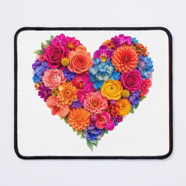 Item preview, Colorful Flower Heart Bouquet Floral Art designed and sold by Aureva Arts Shop.