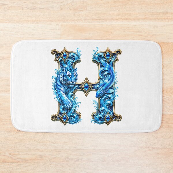 Item preview, Aqua Zodiac Guardian White Tiger-Pisces Letter H designed and sold by BlissBlvdShop.