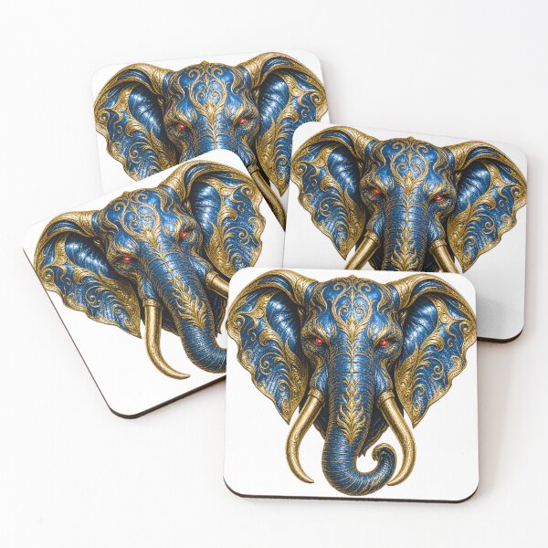 Item preview, Royal Blue & Gold Wild Elephant Heads SVG Bundle designed and sold by Mnrrstudio.