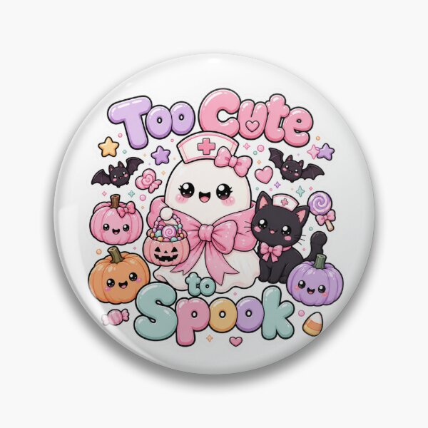 Item preview, Too Cute To Spook Spooky Kawaii Halloween Ghost Nurse Doctor Medical designed and sold by TheHappyCatStudio.