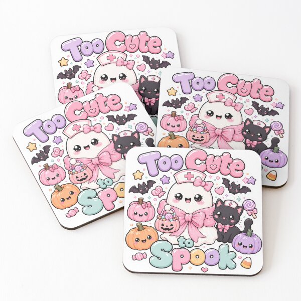 Item preview, Too Cute To Spook Spooky Kawaii Halloween Ghost Nurse Doctor Medical designed and sold by TheHappyCatStudio.