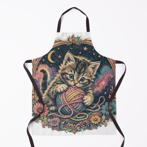 Item preview, Playful Kitten & Rainbow Yarn - Vintage 90s Cat Graphic Tee designed and sold by VHSmeow.