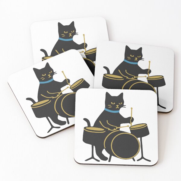 Item preview, Cool Jazz Neko Drummer Black Cat designed and sold by リクイペル.