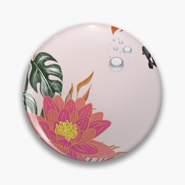Item preview, Japanese Koi Fish and Pink Water Lily Botanical Art designed and sold by LabPixelPulse.