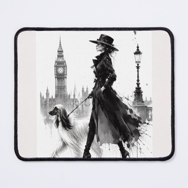 Item preview, Elegant Lady & Afghan Hound – Luxury Fashion Watercolor Art. London. designed and sold by NewtBoo.
