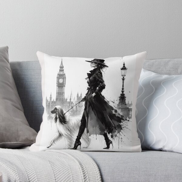 Item preview, Elegant Lady & Afghan Hound – Luxury Fashion Watercolor Art. London. designed and sold by NewtBoo.