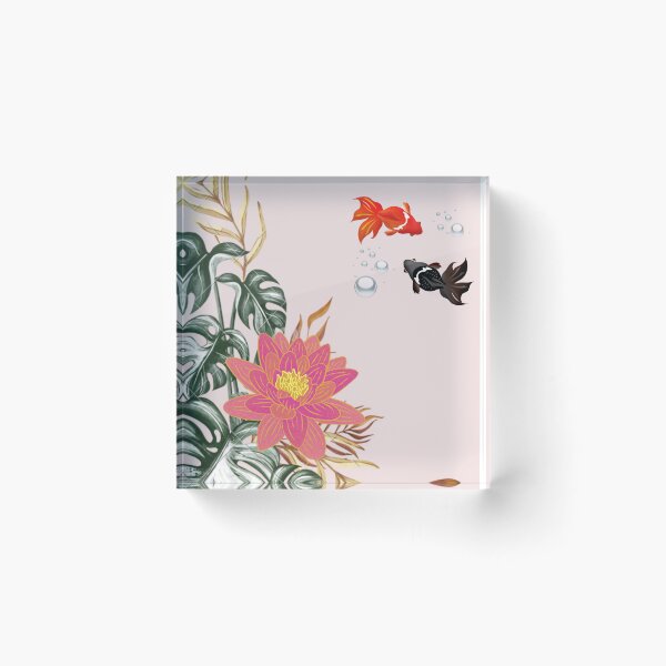Item preview, Japanese Koi Fish and Pink Water Lily Botanical Art designed and sold by LabPixelPulse.
