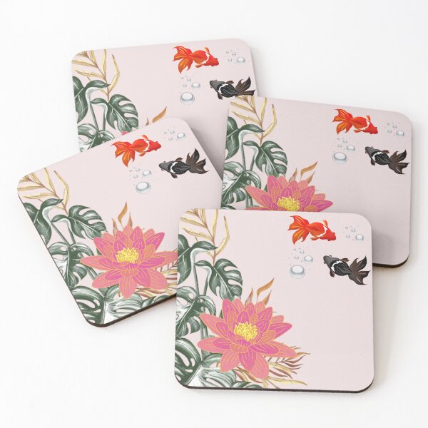 Item preview, Japanese Koi Fish and Pink Water Lily Botanical Art designed and sold by LabPixelPulse.