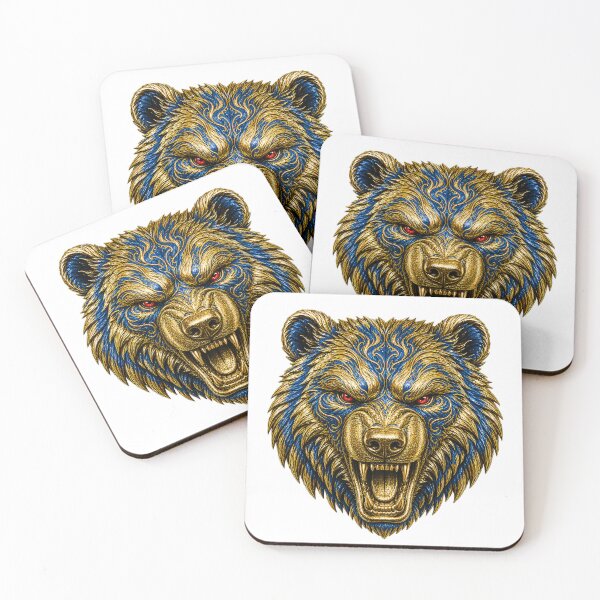 Item preview, Royal Blue & Gold Wild Bear Heads SVG Bundle designed and sold by Mnrrstudio.