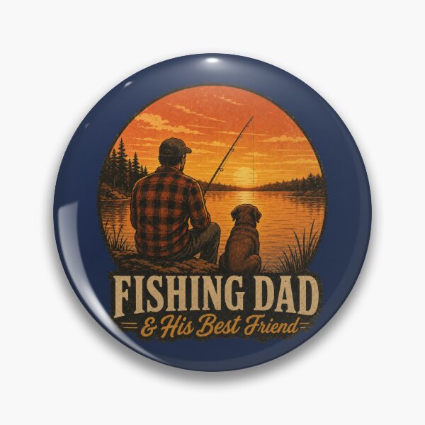 Item preview, Fishing Dad and His Best Friend - Vintage Sunset Fishing Dog Gift designed and sold by bumbledown.