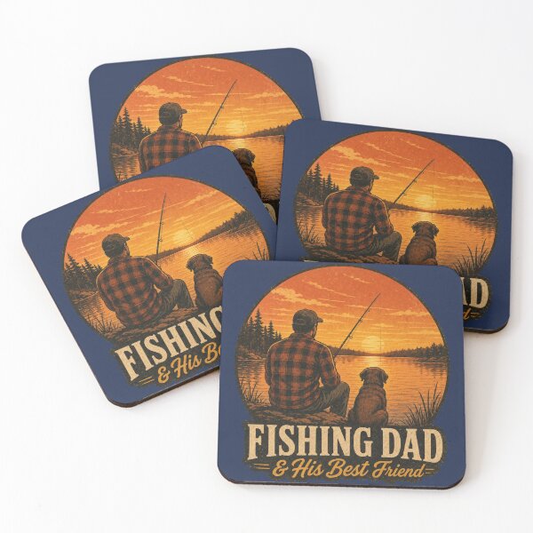 Item preview, Fishing Dad and His Best Friend - Vintage Sunset Fishing Dog Gift designed and sold by bumbledown.